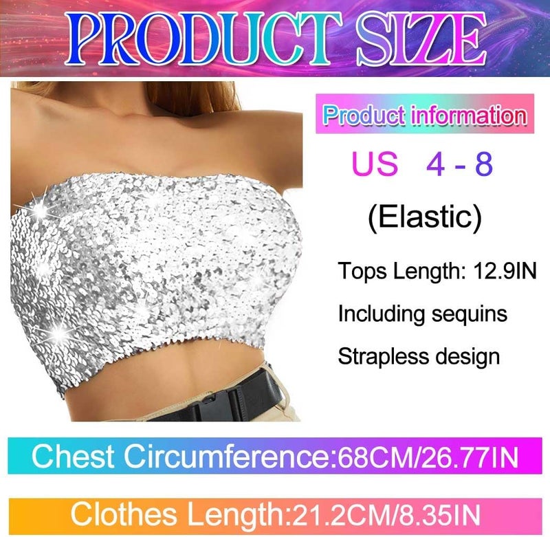 Nicute Sequin Tube Top Sparkly Crop Tops for Women - Image 5